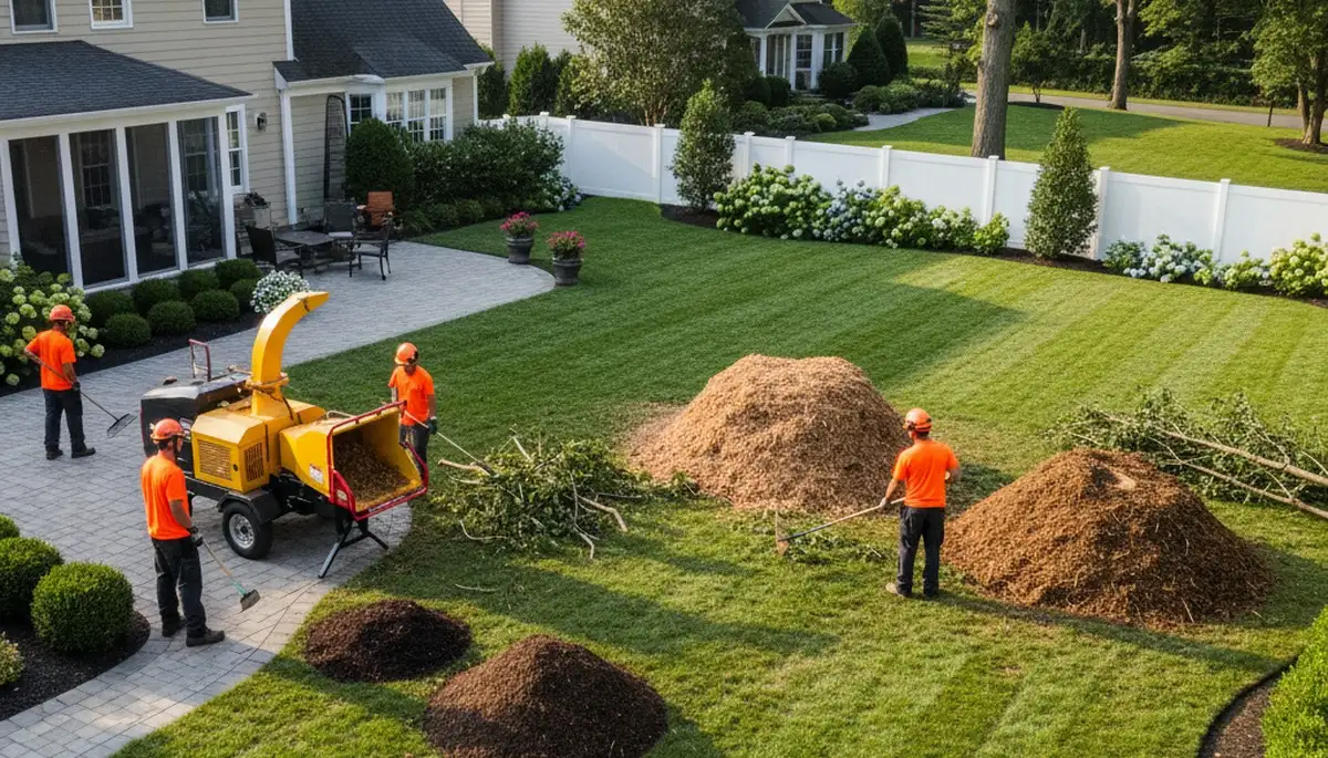 Professional tree removal and full yard cleanup in Cherry Hill NJ with stump grinding and debris mulching