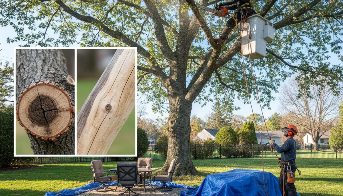 Arborist performing deadwood removal on residential tree in Cherry Hill, NJ to prevent branch hazards