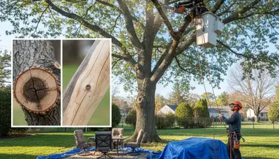 Arborist performing deadwood removal on residential tree in Cherry Hill, NJ to prevent branch hazards