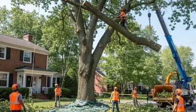 Professional arborists performing large tree removal in Haddon Heights, NJ near Cherry Hill homes