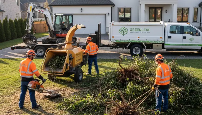 Professional shrub removal service in Cherry Hill, NJ clearing overgrown bushes and yard debris