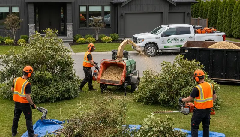 Professional shrub removal service in Cherry Hill, NJ clearing overgrown bushes and yard debris
