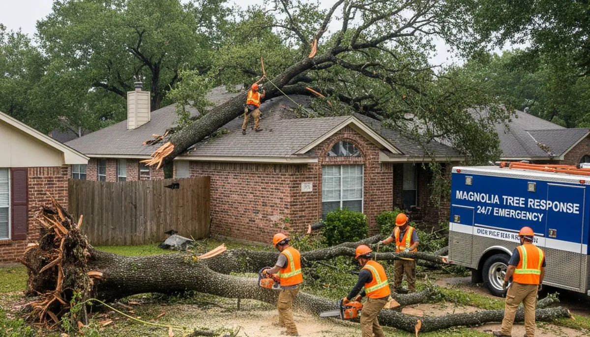 Emergency tree removal after storm damage in Magnolia near Cherry Hill, NJ restoring yard safety